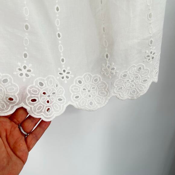 Maurices White Eyelet Stretch Boxy Tank Boho Beach Coastal Women’s Large - Picture 5 of 9